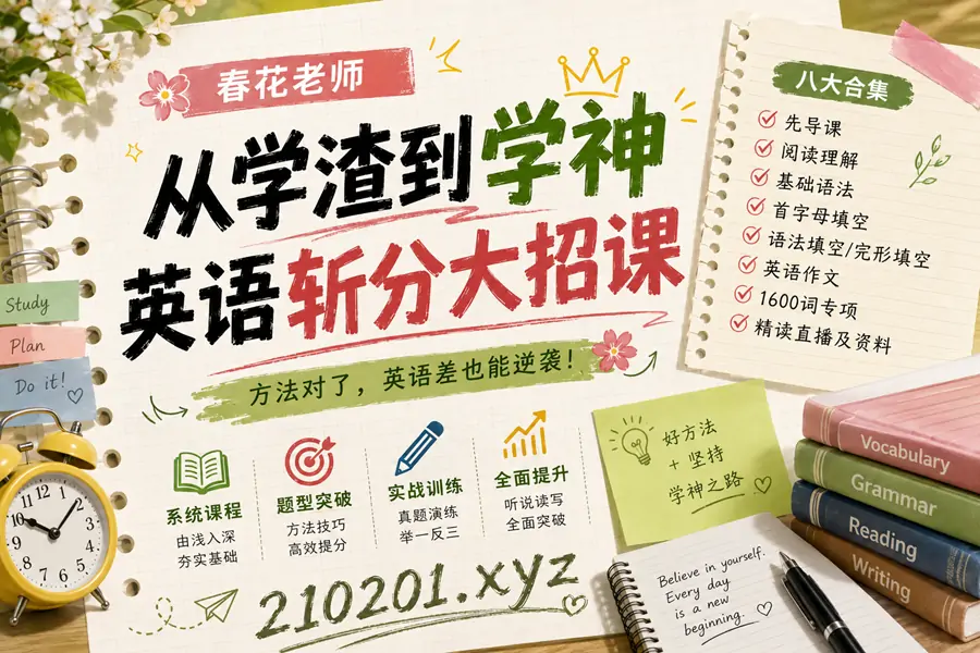 春花老师《从学渣到学神英语斩分大招课》八大合集资源下载