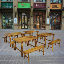 Carbonated Solid Wood Table And Chairs Combined Noodle House Barbecue Barbecue Pool Hotel Hotpot Table Restaurant Snack Long Bench Wooden Table