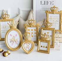 Creative European American vintage crown combination photo frame table 3 inch 6 inch 7 inch gold-plated resin frame
