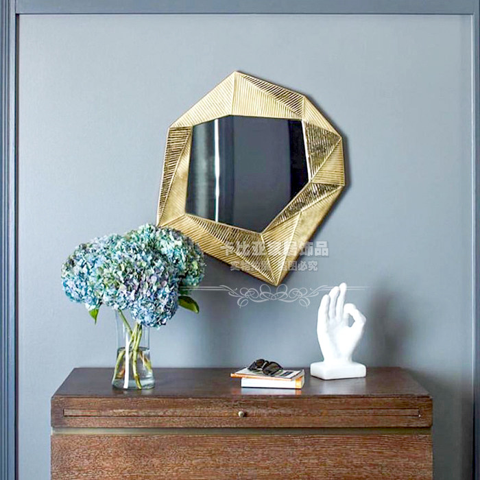 Champagne wall-mounted mirror living room entrance decorative mirror makeup mirror hanging wall art makeup mirror custom
