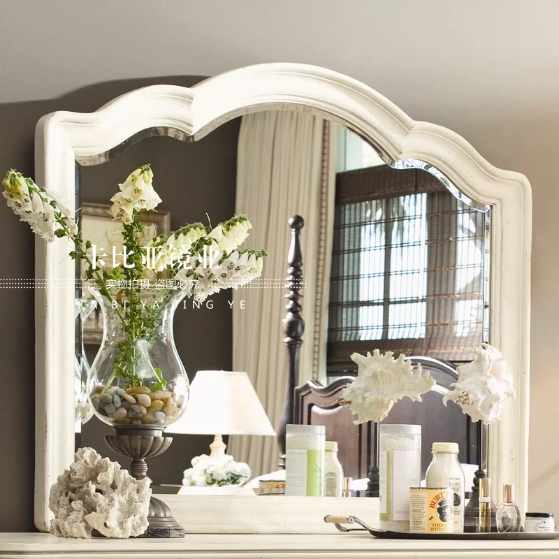 Eurostyle Retro Home Bedroom Dresser Countertops Cosmetic Mirror American Living Room Dining Side Wall-mounted Decorative Mirror