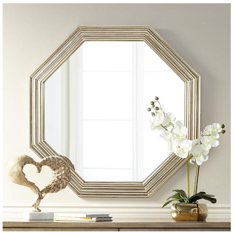 Eurostyle Octagonal Wall-mounted Decorative Mirror American Genguan Background Wall Mirror Hung Mirror Custom Bathroom Mirror Dining Border