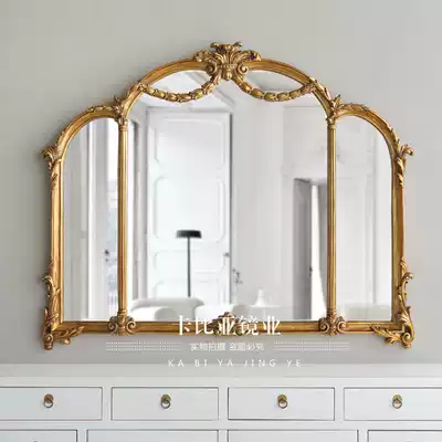 European style retro home bathroom stickers Wall Wall carved makeup makeup mirror living room art background wall decoration mirror