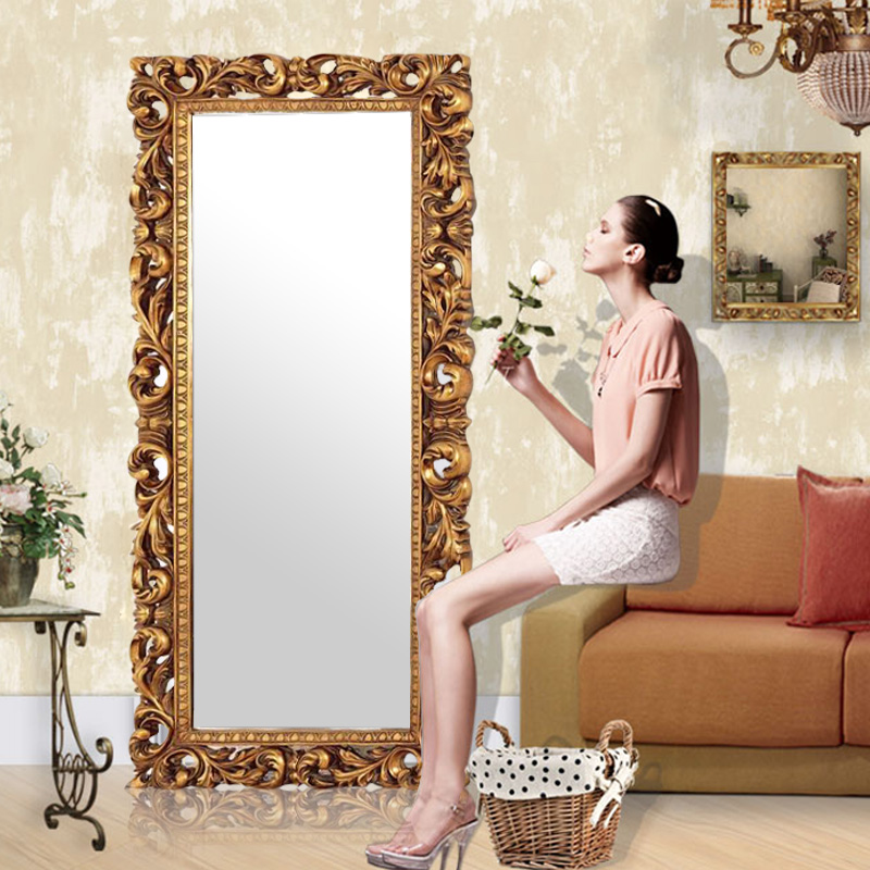 Eurostyle Villa Living Room Decoration Mirror American Classical Sculptures Creative Background Wall Bedroom Wall-mounted Mirror Full Body Mirror