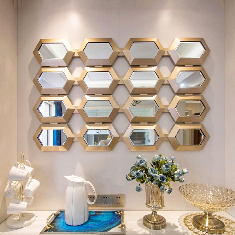 Eurostyle Light Lavish Mirror Decorated Wall Living Room Sofa Background Wall Mirror Dining Border Wall Wall-mounted wall Creative Composition Mirror