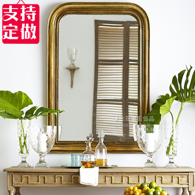 European style retro mirror carved full-length mirror makeup table wall-mounted makeup mirror Entrance decoration Bedroom makeup mirror custom