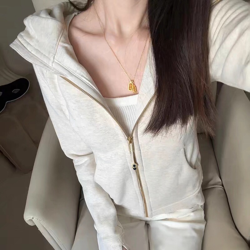 Lu Same Style Scuba Slim-Fit Sweatshirt Waist-Cinching Hooded Jacket Women's Autumn and Winter Thin Yoga Wear Cardigan Top