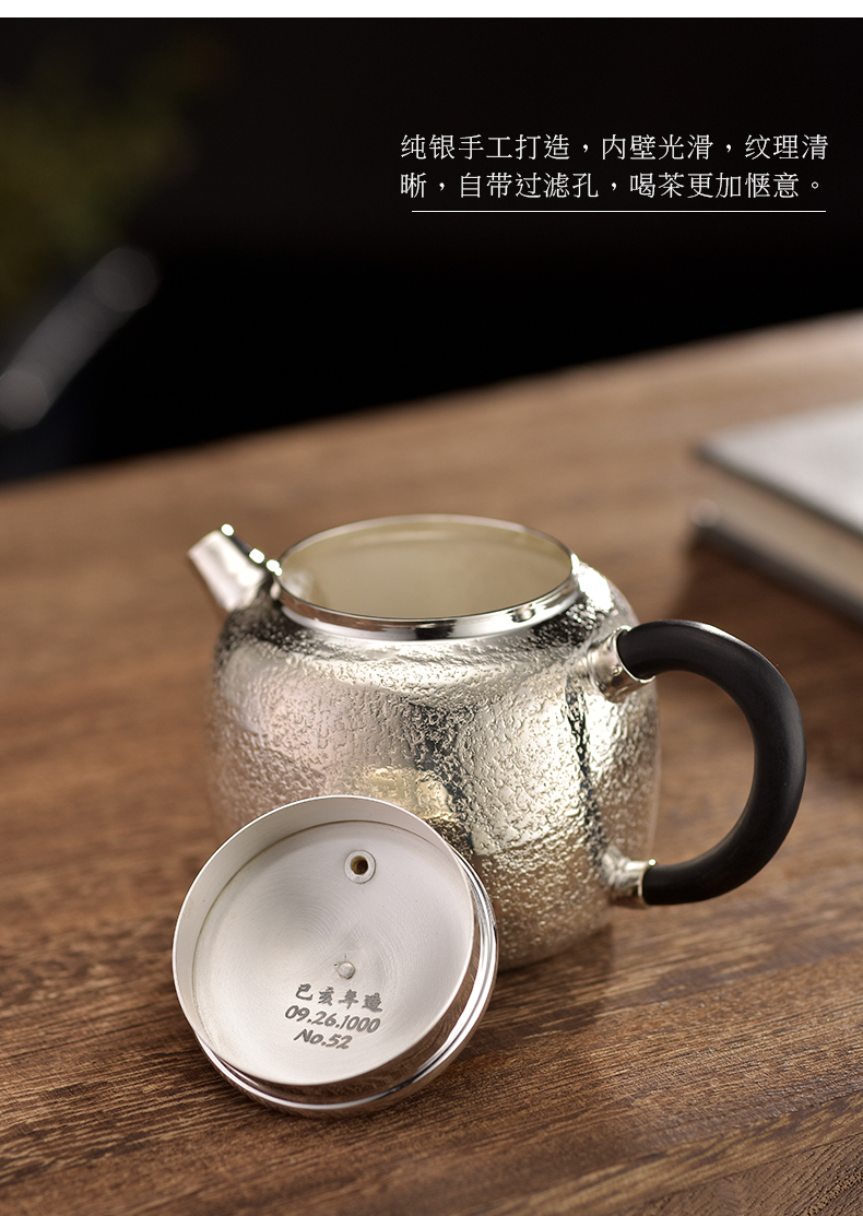 Morning high become saybot hemp 999 sterling silver sycee pot teapot pure manual hammer xi shi little teapot tea set the teapot