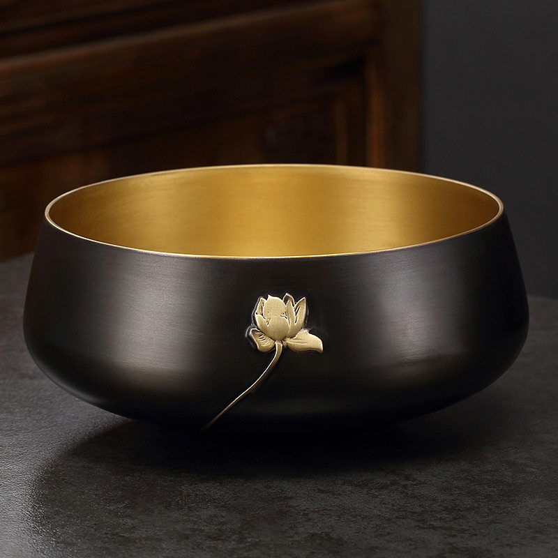 Chengao pure copper tea washing extra large pen washing household water washing water bowl kung fu tea set accessories cup washing Zen tea ceremony tube