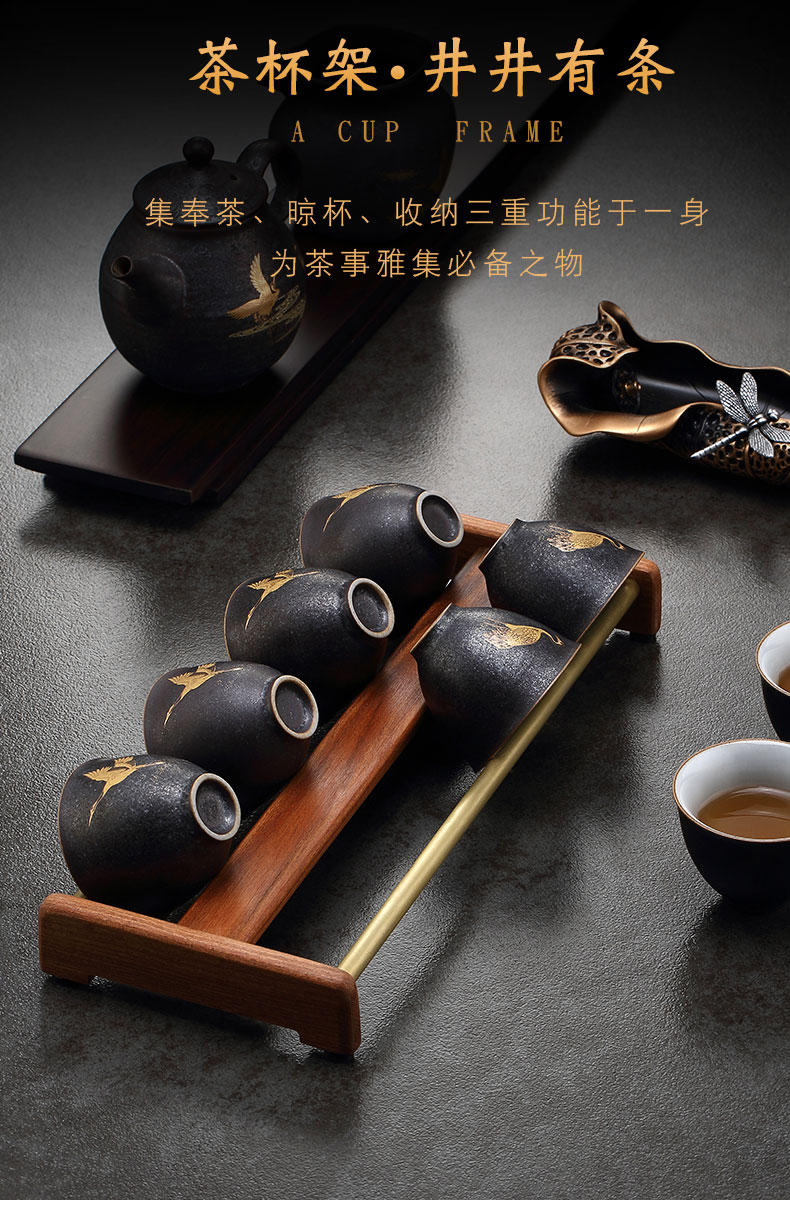 Morning high copper ebony wood cupholders tea tea tray is a received frame hanging a beverage holder teacup pad at kung fu tea accessories