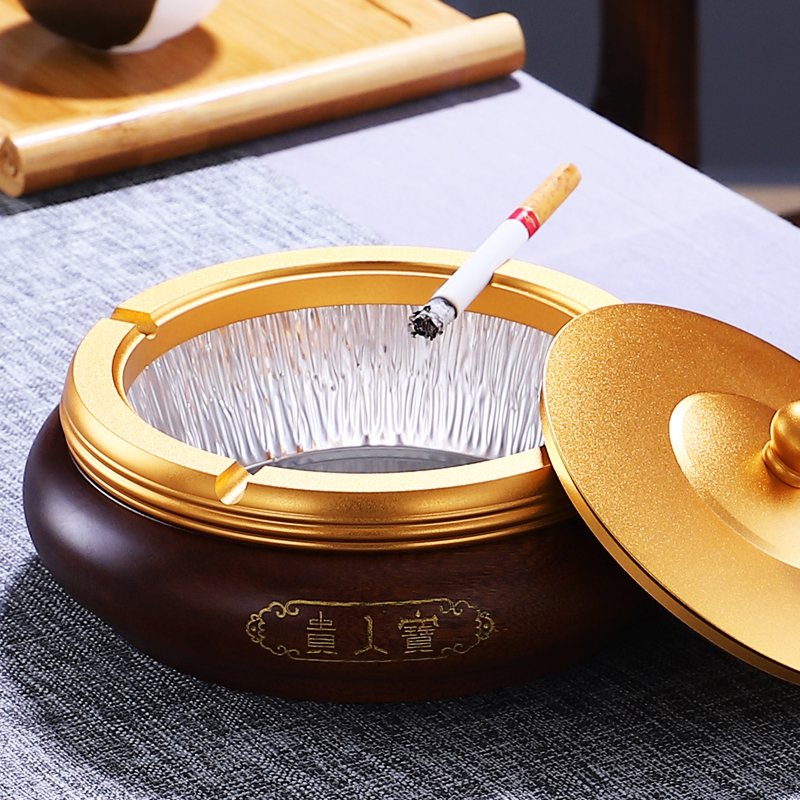 Morning high solid wood fashionable ashtray no clean rosewood gift hotel office with cover an ashtray tea taking