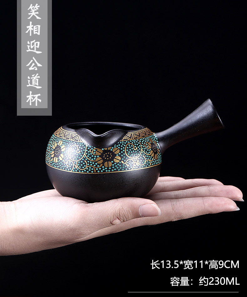 Morning high Taiwan old fortunes calcined clay make tea tea set stone mill automatic kung fu tea tea cups