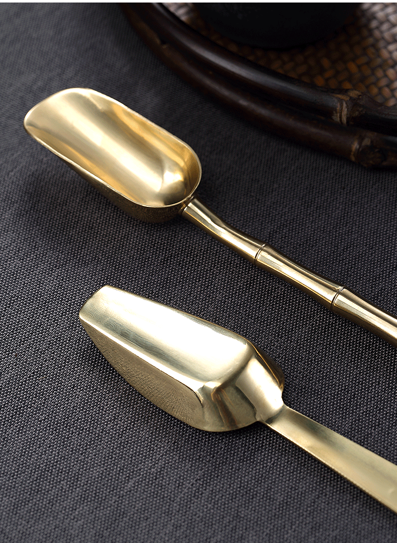 Morning high pure copper tea spoon teaspoon take tea ware tea shovels kung fu tea accessories copper tea six gentleman