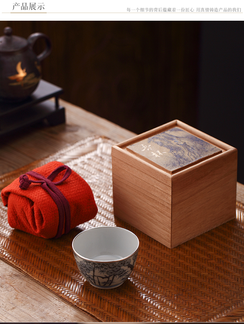 Morning high jingdezhen blue and white hand sample tea cup "cloud masters cup silver serging individual cup single CPU kung fu tea cups