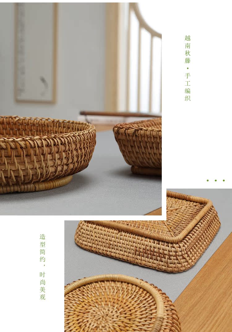 Morning the cane top service up a fruit basket household dried fruit snacks tea tea table to receive high box woven fruit basin snack plate