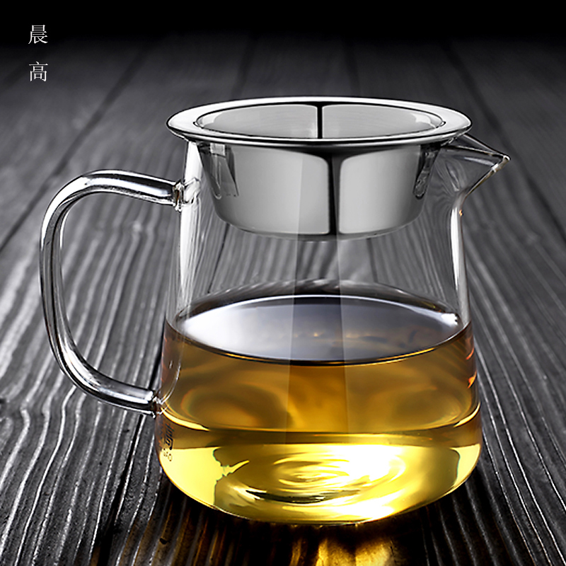 Glass gong cup fair cup with tea leak set thick heat-resistant tea ceremony tea dispenser kung fu greedy cup one tea sea