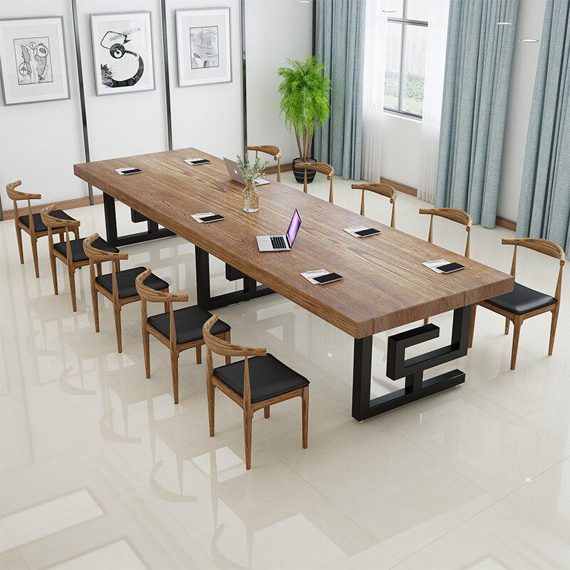 Nordic solid wood office computer table conference table and chair combination home office conference table American LOFT boss table