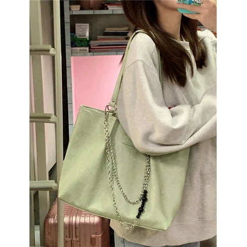 Зеленая вместительная и большая сумка на одно плечо, 2024 года, изысканный стиль, в западном стиле