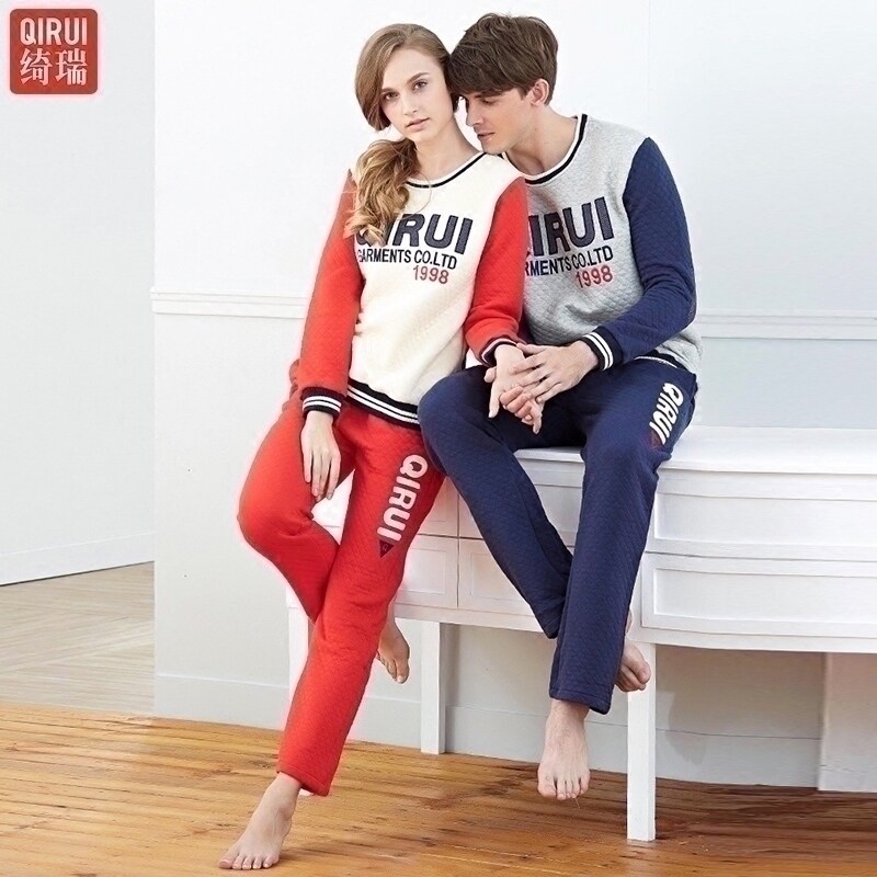 Venture Couple Nightdress Men and Women in Autumn Winter New Clothing Pure Cotton Long Sleeve Groups Sportswear HomesFemale Clothes