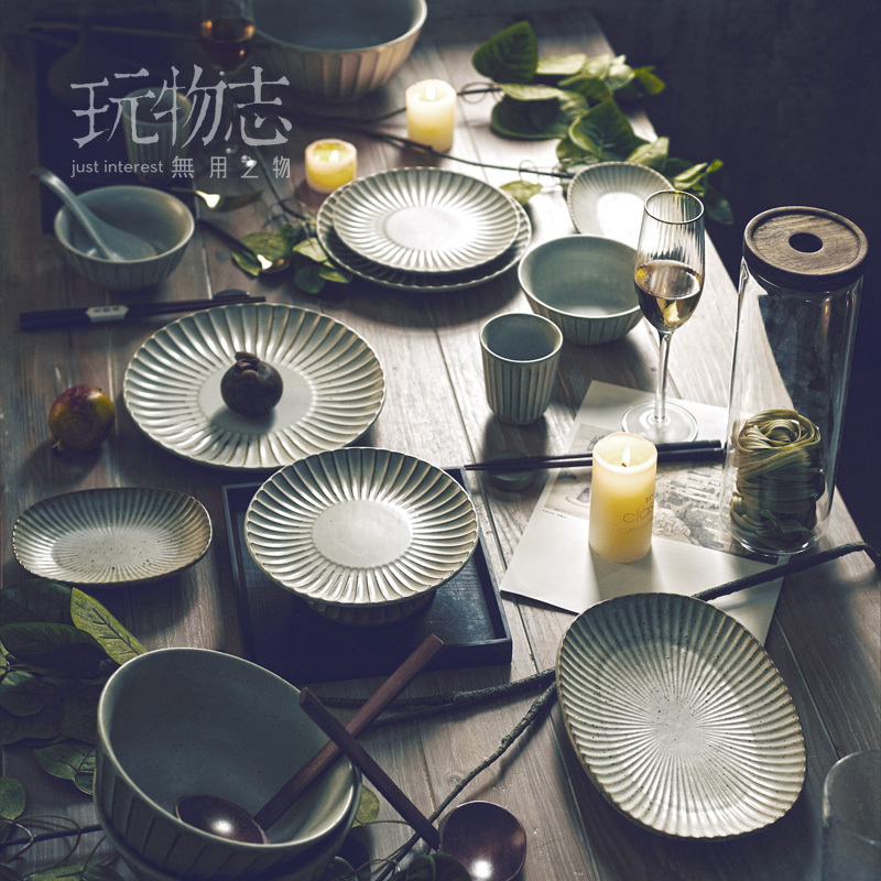 Playful Spirit Artistic Vintage Art Retro Cutlery Sets of handmade coarse pottery Dishes Sauces