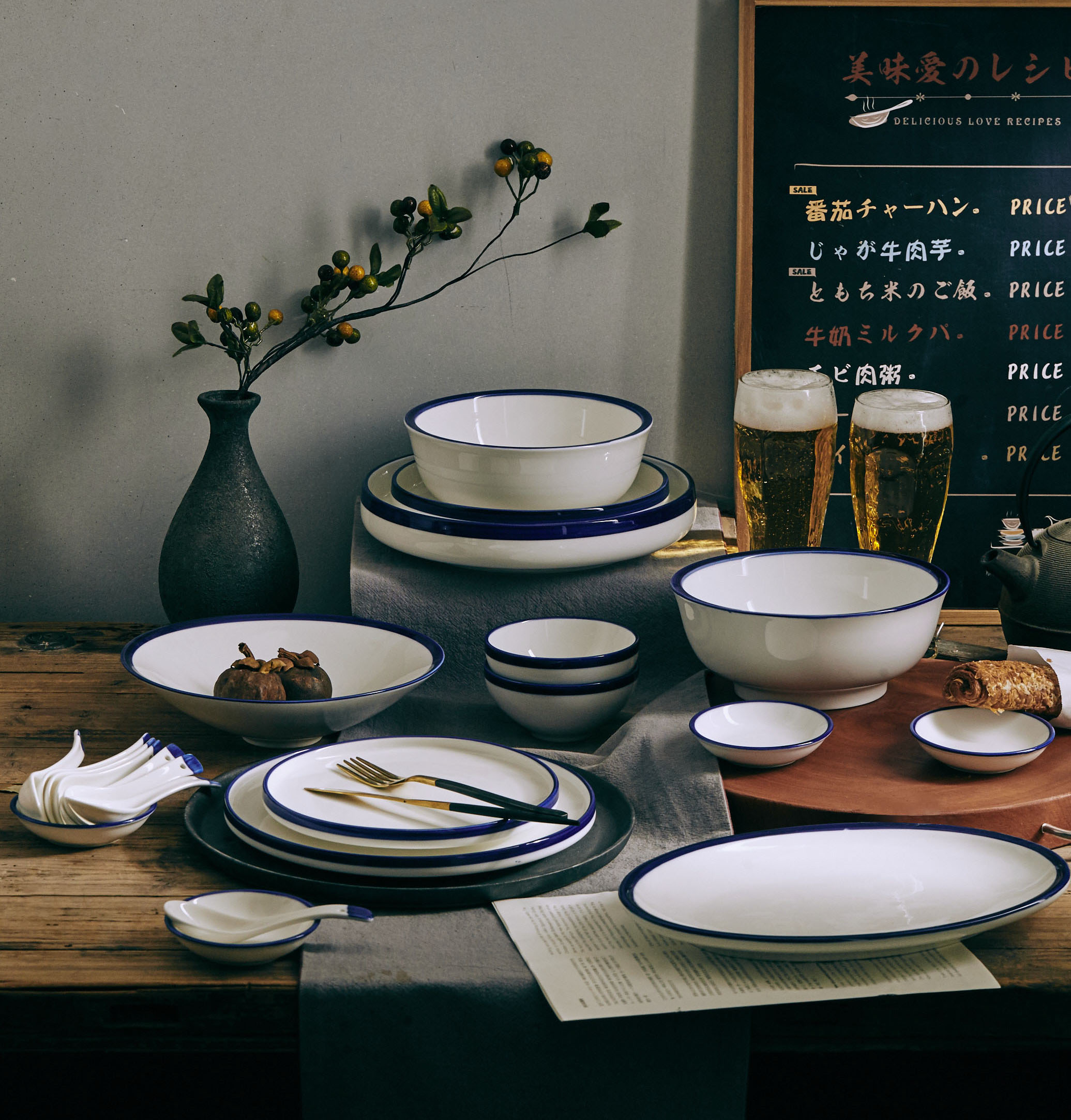 Playlist Plain Vegetarian Cutlery Minimalist Blue Side Bowls Dish Suit Home Bucket Hat Bowl Original Ceramic Dinner Plate big