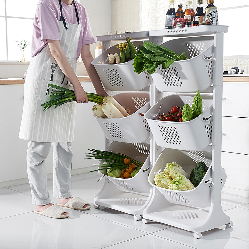 Vegetable and fruit storage basket multi-layer kitchen vegetable storage rack floor toy storage fruit snack rack household movable