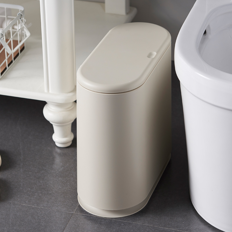 Trash can narrow toilet household powder room Nordic push-type simple slit toilet paper basket clamshell creative fashion