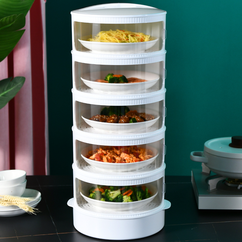 Insulation vegetable cover multi-layer sliding door meal dust cover table leftovers storage household bowl cover put vegetable artifact anti-fly