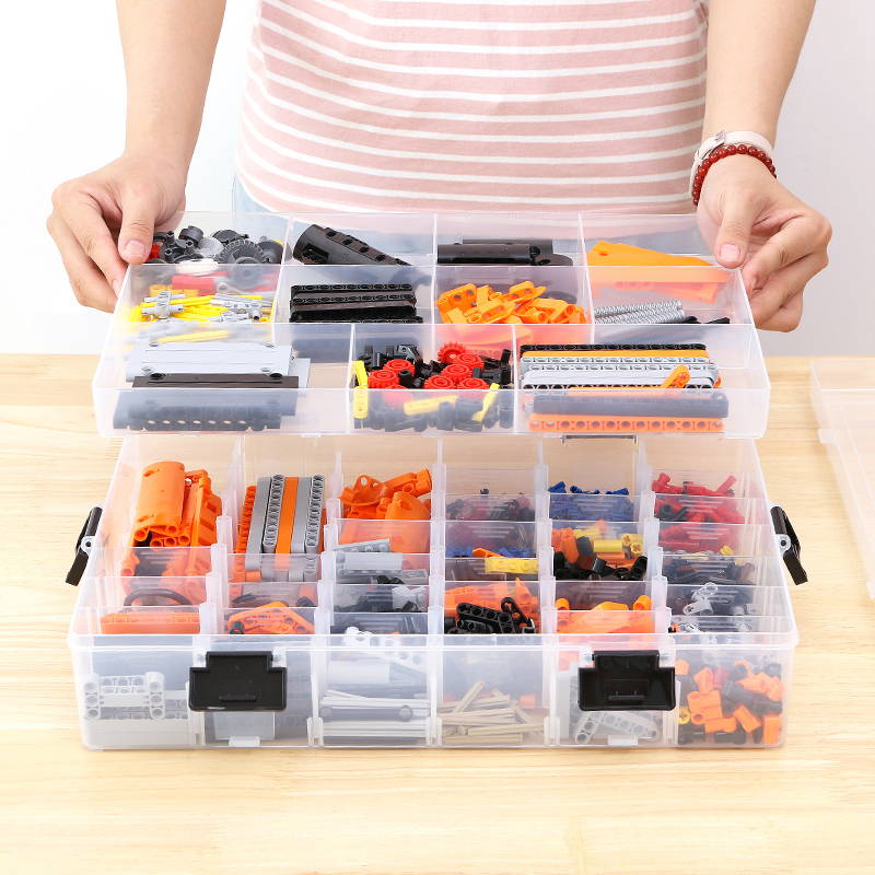 Capture box small grid Lego toy to collect artifacts small particle block box plastic transparent storage box household