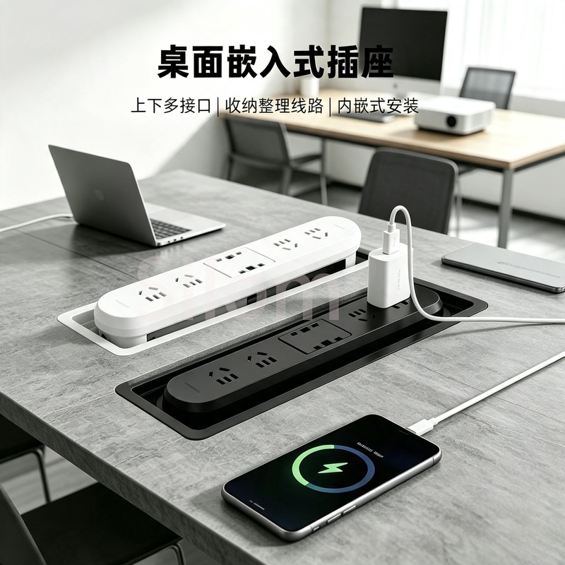 Desktop Embedded Socket with Multiple Interfaces, USB Charging Docking Station, Office Desk Cable Management, Double-Sided Socket Desktop Embedded Socket with Multiple Interfaces, USB Charging Docking Station, Office Desk Cable Management, Double-Sided Socket