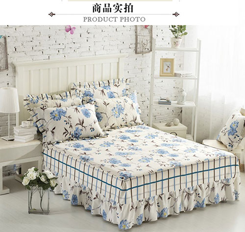 Khăn trải giường cotton bụi váy ngủ váy mảnh duy nhất của giường bông xù nhóm trượt trải giường 1,5m 1.8m 2.0m - Váy Petti ga giường viền họa tiết