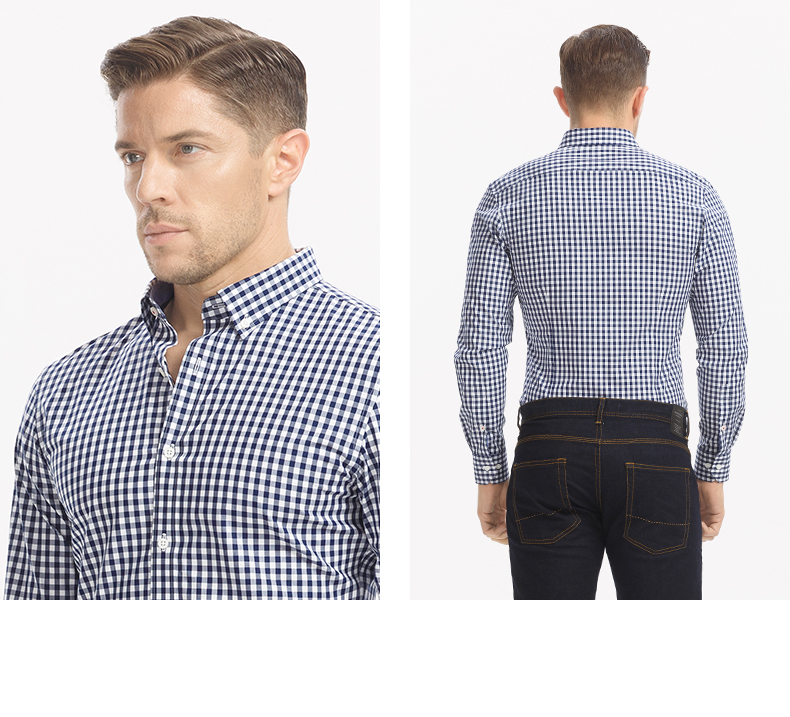 SmartFive Tương phản Slim Red Kẻ sọc Áo sơ mi nam dài tay Cotton Thời trang Thanh niên Mỹ Áo sơ mi giản dị sơ mi tay ngắn nam