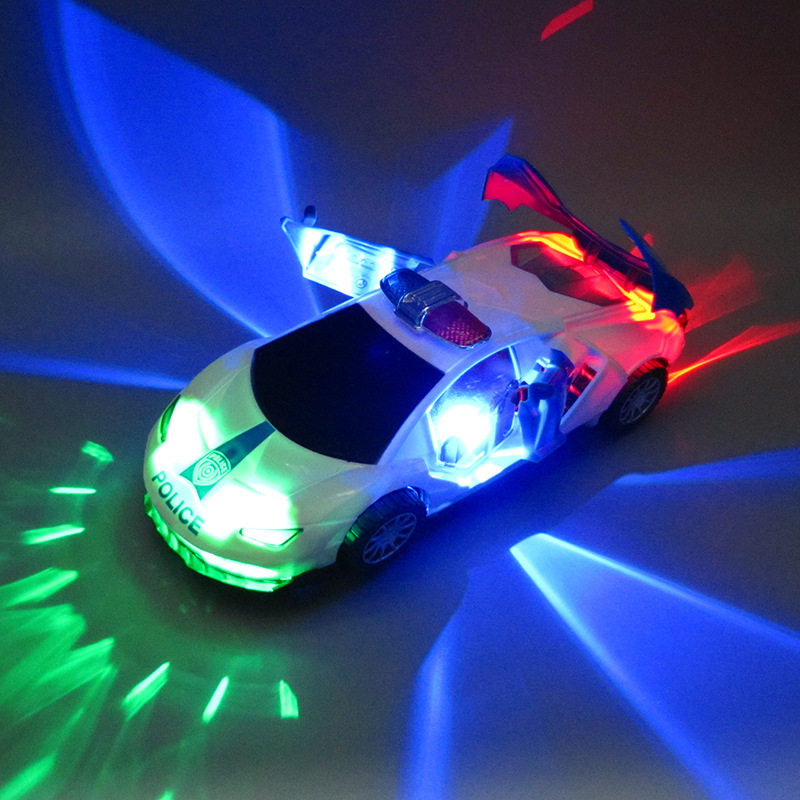 Electric Dancing Police Car 2 Music Light Swivel Universal Car 4 Stunts Jersey Dancing Car Toy Boy 3-6-Taobao