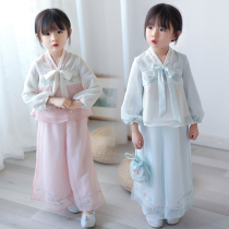 Clearance girls Hanfu 2021 children's clothing spring clothing children's super fairy wide leg pants ancient clothing set baby Chinese style Tang clothing
