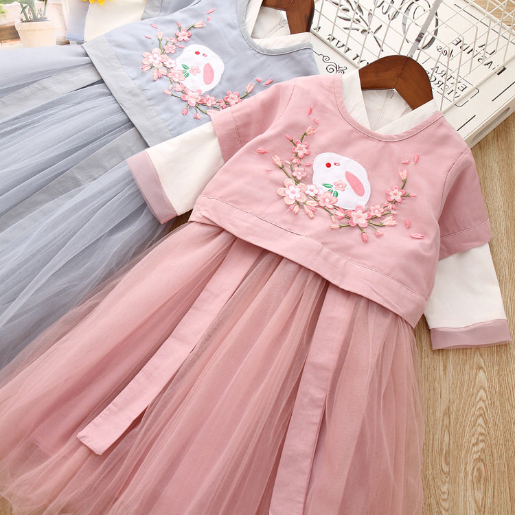 Girl Hanfu Dress 2021 Children Dress Spring Children's Dress Embroidery Kit Baby China Wind Ancient Dress Don Dress Qipao