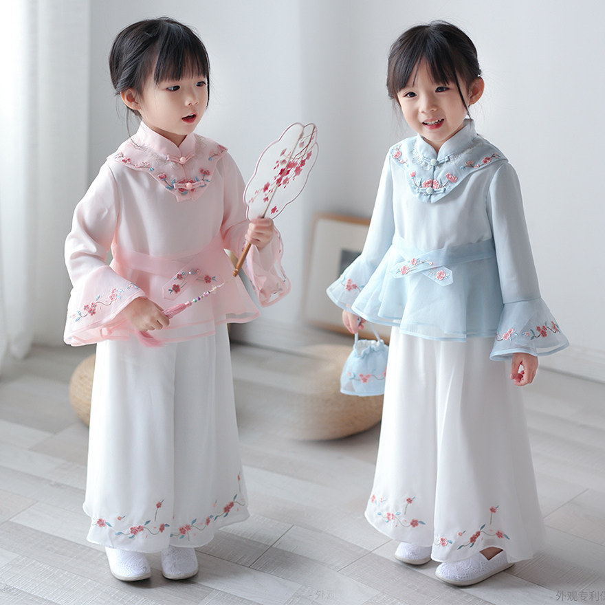 Clearance girl Hanfu 2021 children's clothing Spring children Super fairy embroidery girl costume baby Chinese style Tang suit