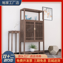 New Chinese style bookshelf bookcase solid wood Zen Bo ancient rack simple storage rack old elm display rack tea room furniture