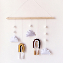 ins Nordic color small rainbow hair ball pendant Childrens room soft decoration pendant wall decoration girl heart bedroom decoration