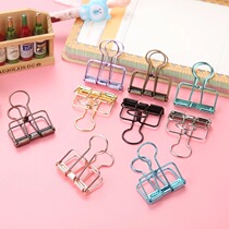 Simple metal hollow long tail clip Creative stationery hand account Cute color office document dovetail clip Test paper clip