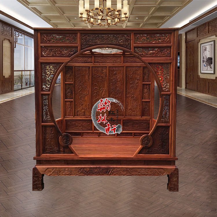 Myanmar Flowers Pear Wood Shelving Bed Princess Bed Big Fruit Purple Sandalwood Solid Wood Carved With Bed Bedroom Red Wood Furniture