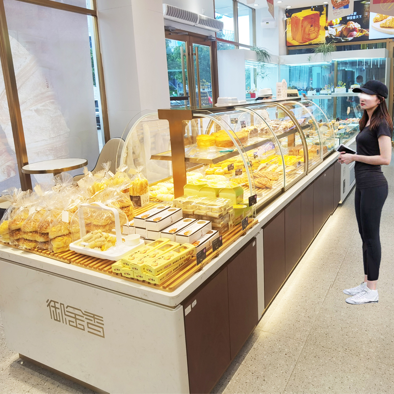 New Bread Cabinet Bread Showcase Solid Wood Mid-Island Sideboard Cake Model Cabinet High-end Bakery Bakery Rack