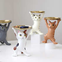 Japanese Net red lift cat creative resin tray ornaments living room desktop decoration shelf birthday gift