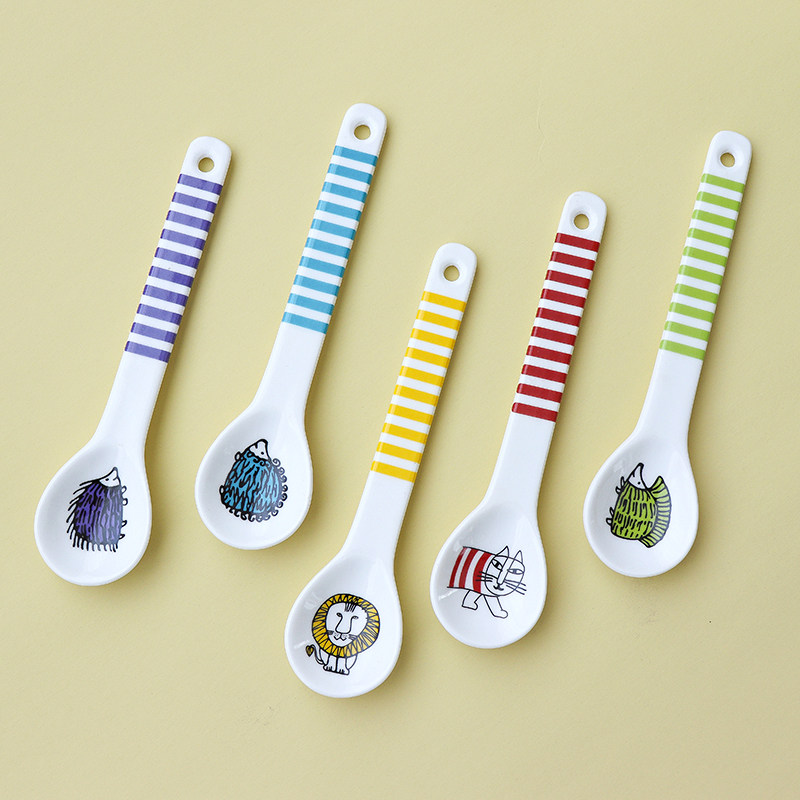 Day Style Cartoon Cute Animal Ceramic Coffee Spoon Children's Rice Spoon Stir Spoon Dessert Spoon Home Portable Spoon