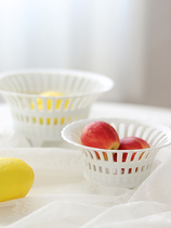 Nordic simple hollow ceramic fruit basket creative living room coffee table desktop storage basket home snack candy basket