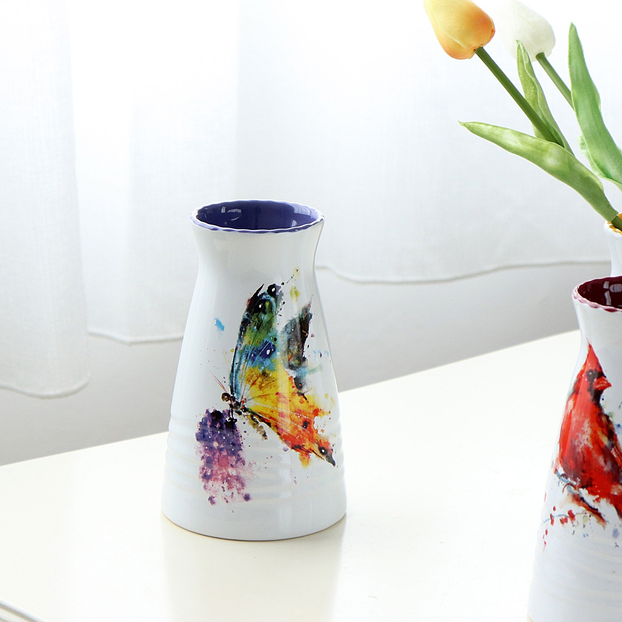 美式简约水墨画系列花瓶花卉水培花插小花瓶桌面摆件陶瓷