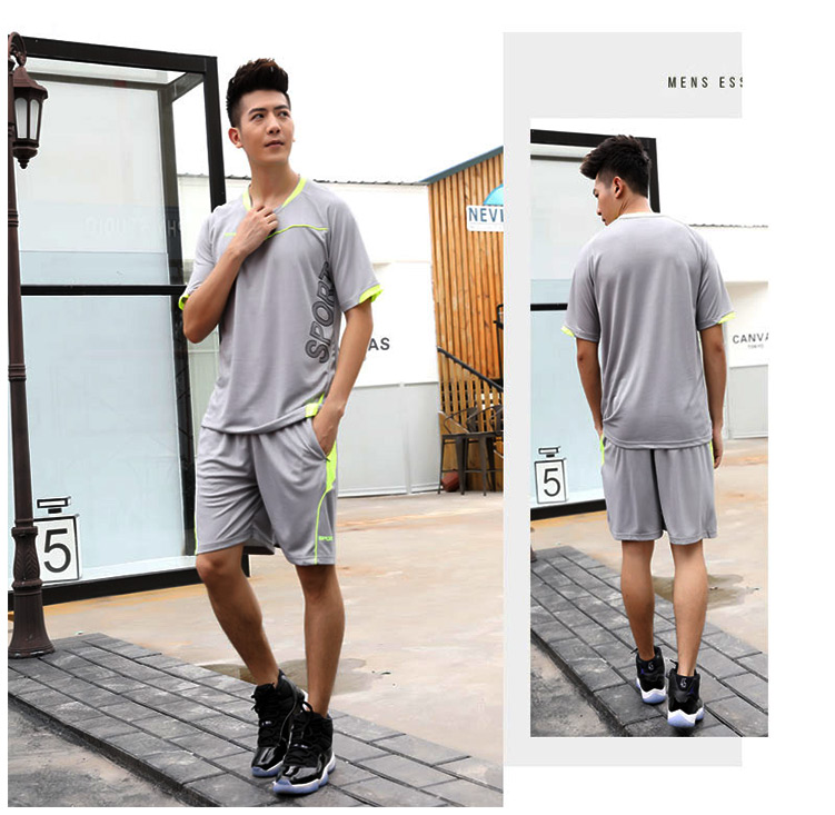 Thể thao phù hợp với nam ngắn tay quần short khô nhanh thể dục quần áo mùa hè cầu lông phần mỏng mồ hôi thấm thở chạy quần áo giản dị quần chạy bộ nam adidas