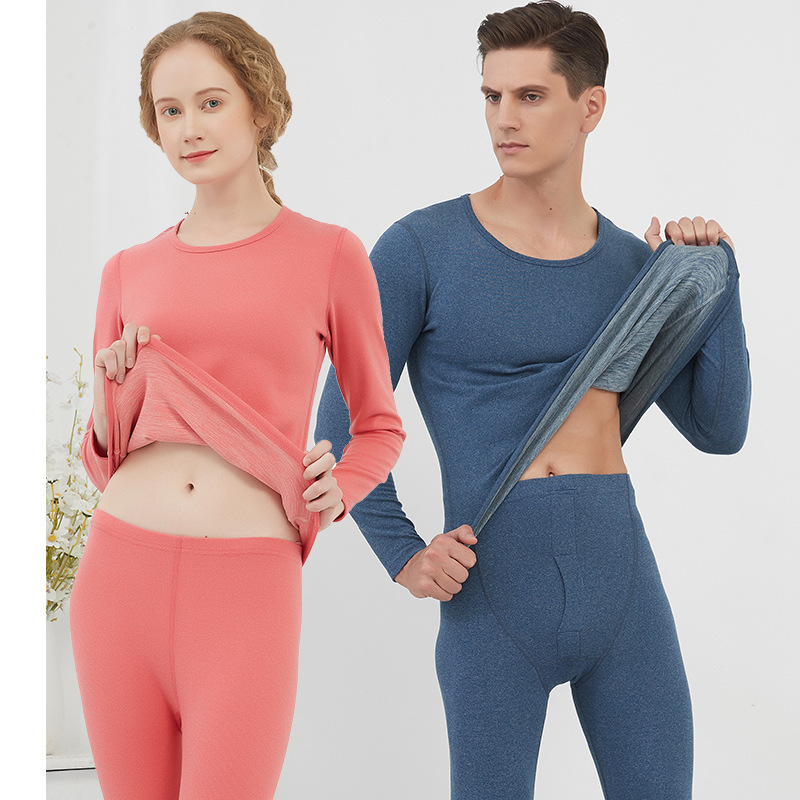 Colorful Couple Thermal Underwear Set Seamless Men's Ab Double-Sided Fleece Women's Fleece-Lined Thickened Autumn Clothes and Pants