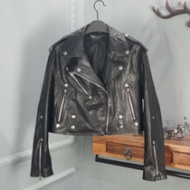 European goods 2024 early spring new style genuine leather sheepskin small high-end motorcycle jacket coat womens fashion and versatile trend