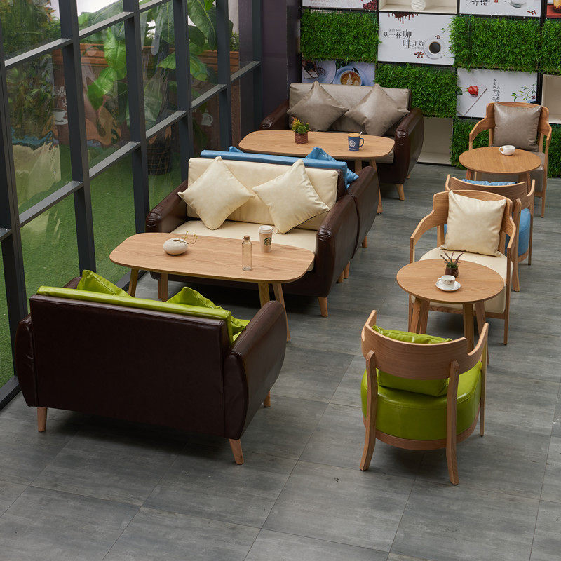 Net red milk tea shop table and chairs sweets shop double cloth art café small sofa seat leisure talks table and chairs combination