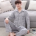 Bộ đồ ngủ dài tay cotton nam mùa thu đông đồ bộ pijama nam Nam giới